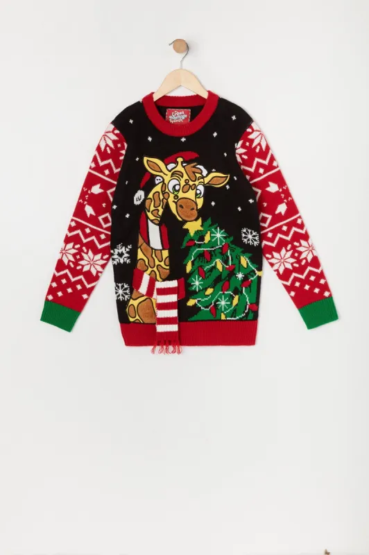 Chandail Hideux Noël Girafe 3D pour garçon sold by Urban Planet