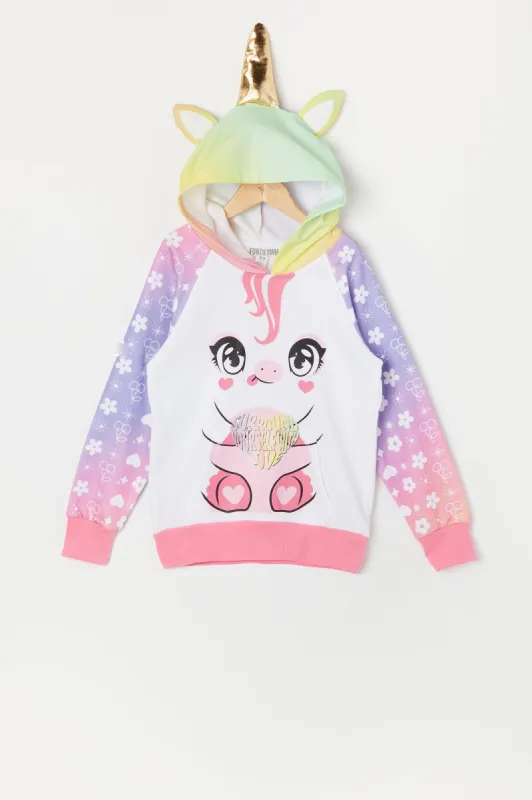 Girls Rainbow Unicorn Character Hoodie sold by Urban Planet