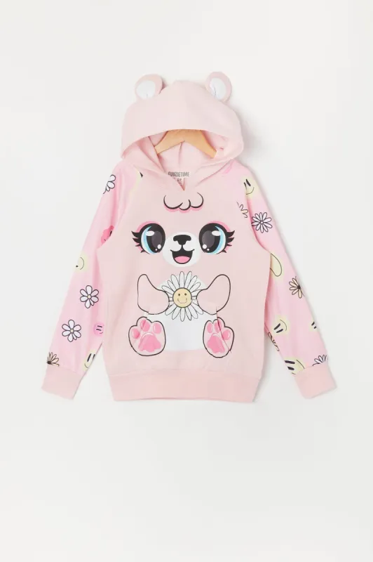 Girls Flower Bear Character Hoodie sold by Urban Planet