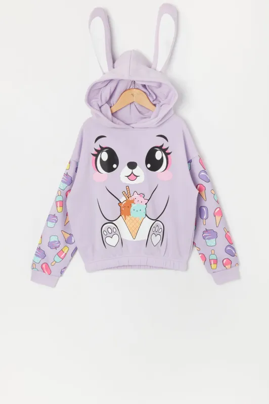 Girls Ice Cream Bunny Character Hoodie sold by Urban Planet