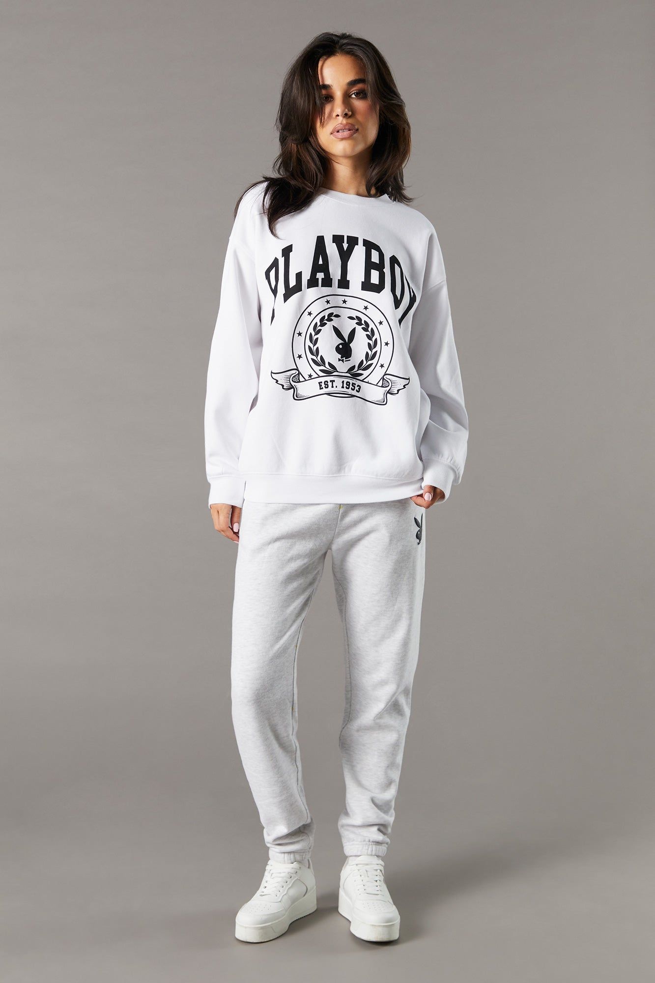 White Playboy Graphic Fleece Sweatshirt sold by Urban Planet product image thumbnail 3