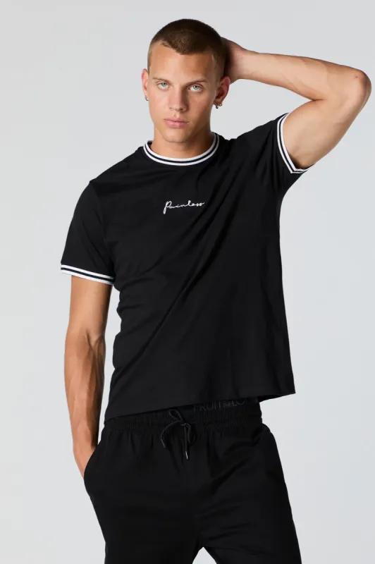 Painless Embroidered Contrast Trim T-Shirt sold by Urban Planet