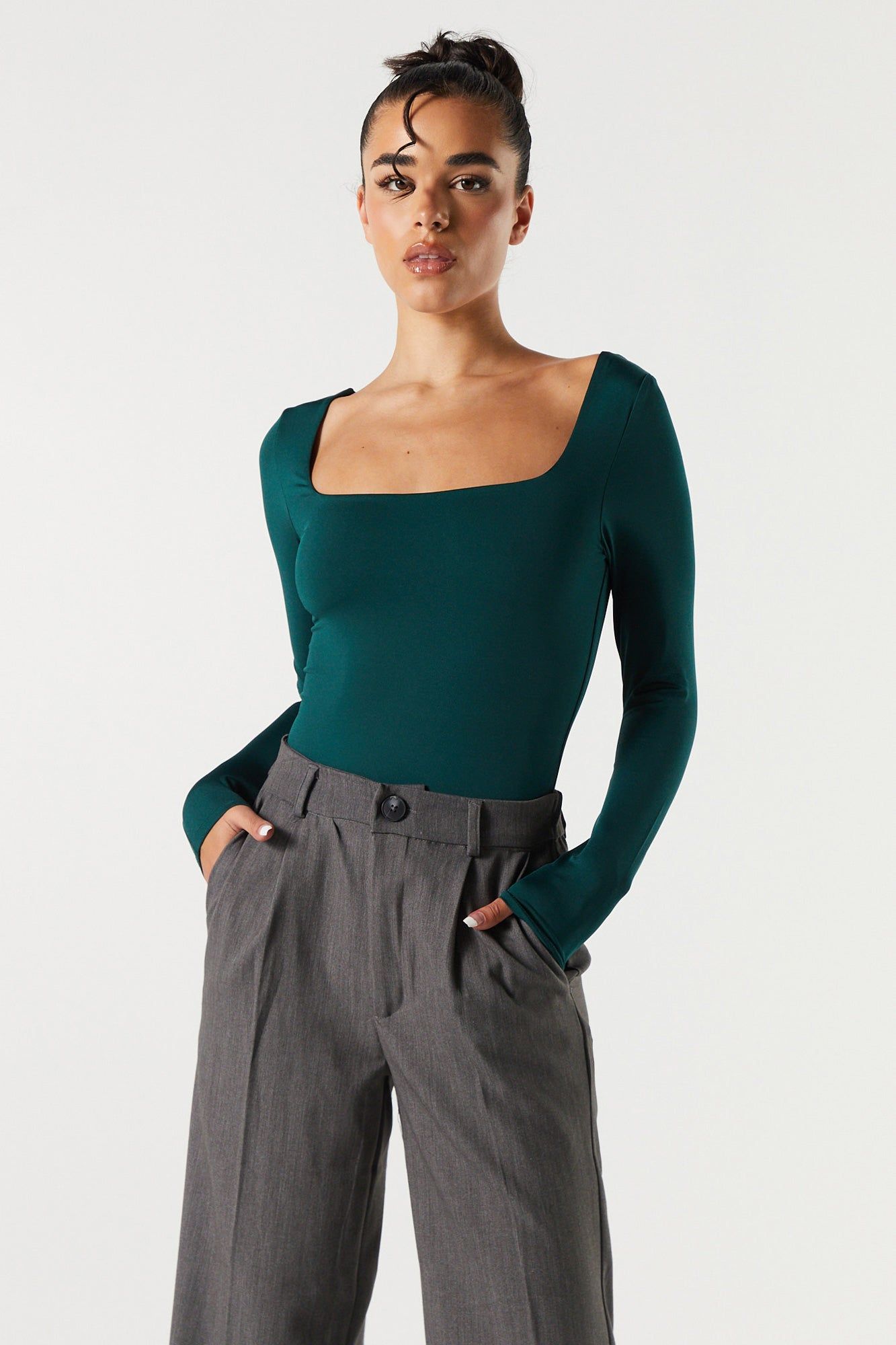 Contour Square Neck Long Sleeve Bodysuit sold by Urban Planet