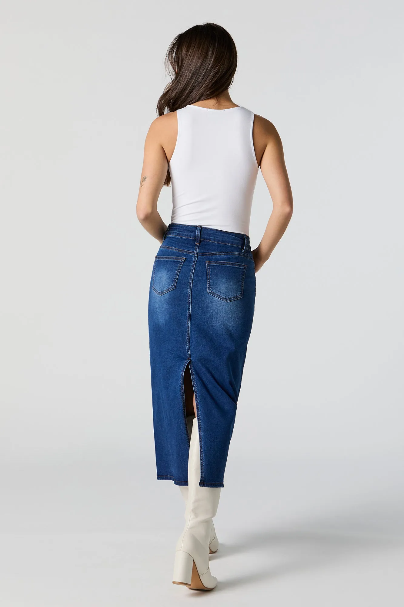 Jupe midi en denim Bleu Foncé sold by Urban Planet product image thumbnail 3