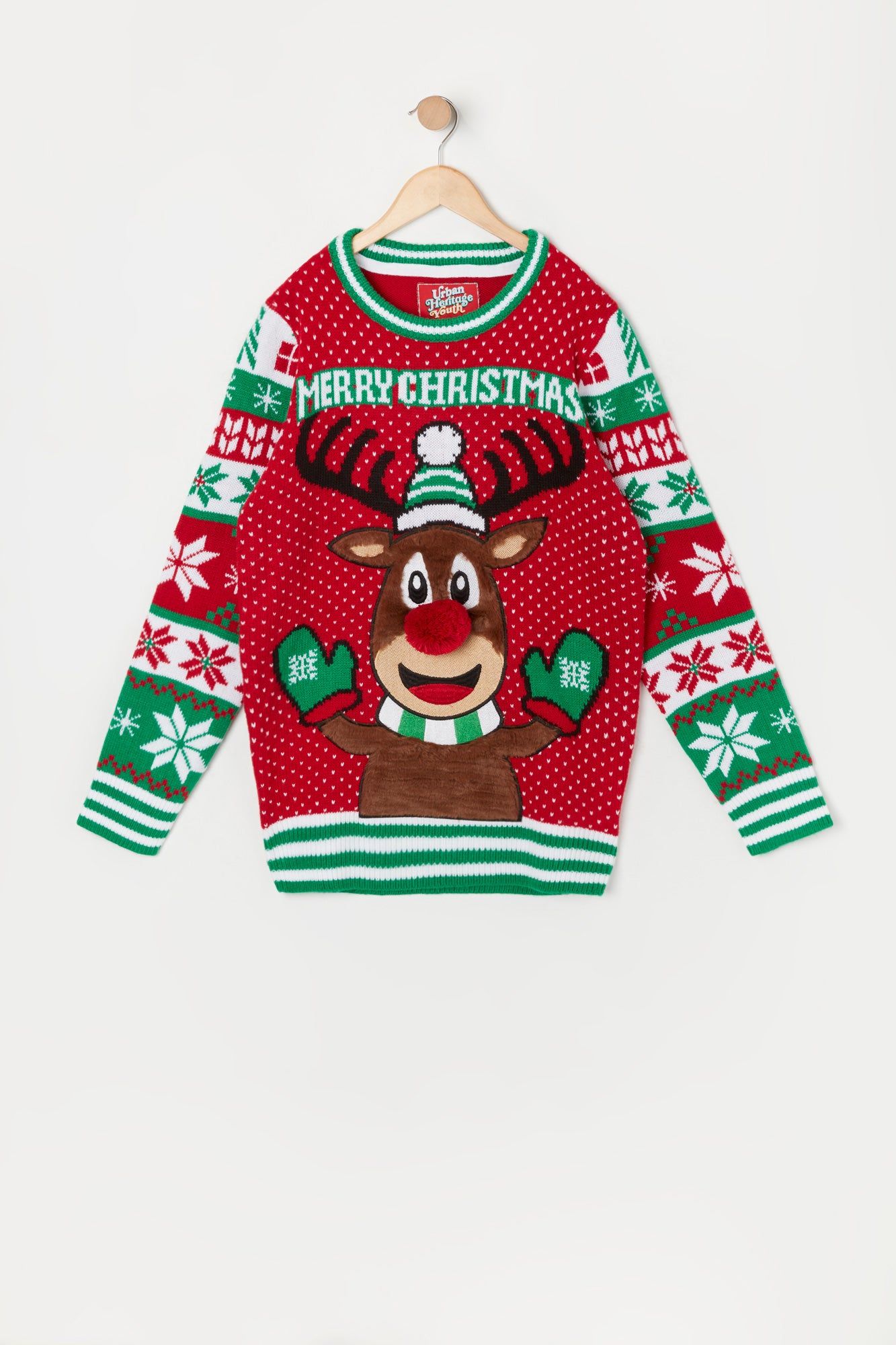Boys Furry 3D Rudolph Ugly Xmas Sweater sold by Urban Planet