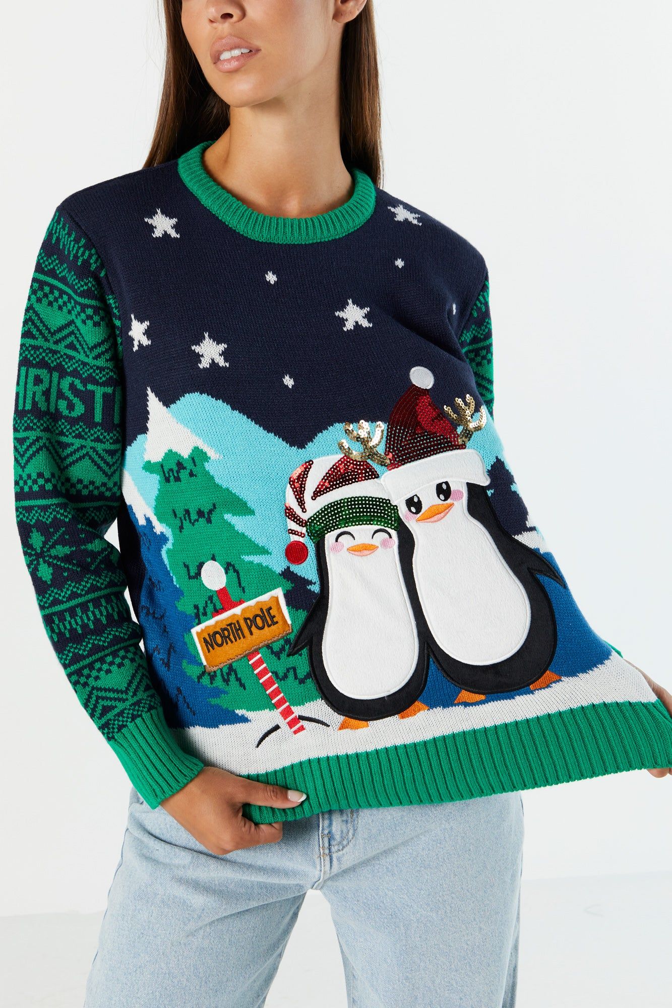 Sequin Penguin Ugly Xmas Sweater sold by Urban Planet product image thumbnail 2