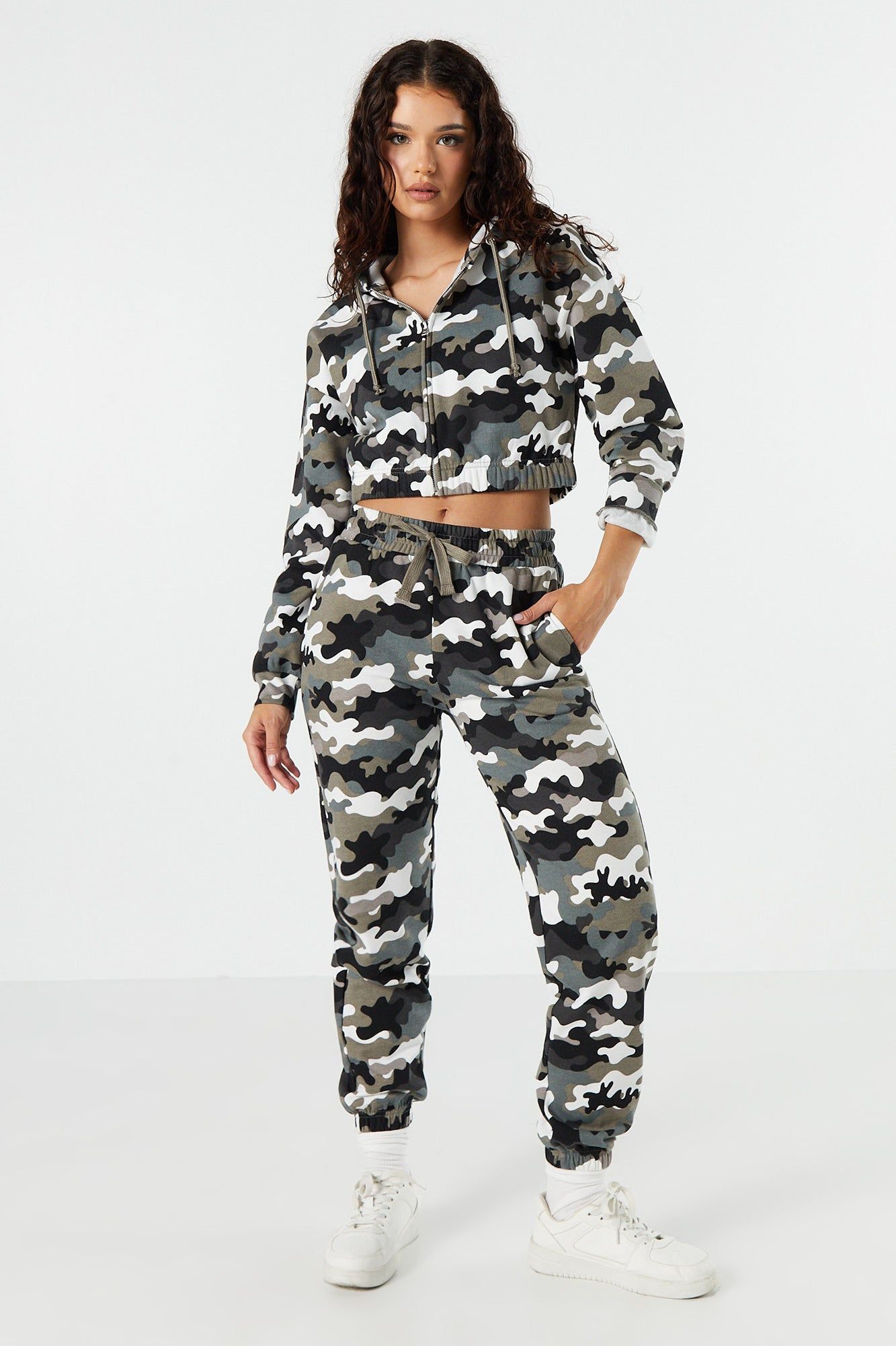 Fleece Zip-Up Cropped Hoodie sold by Urban Planet product image thumbnail 3