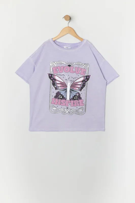 Girls Evolve Inspire Graphic Washed Oversized T-Shirt sold by Urban Planet