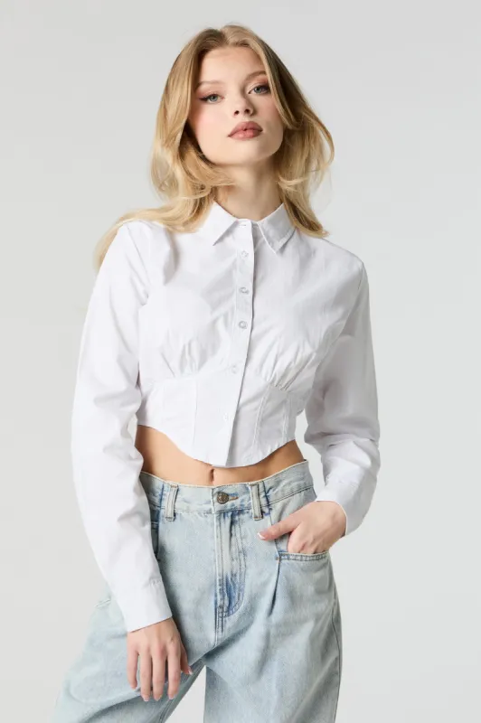 Corset Style Button-Up Top sold by Urban Planet
