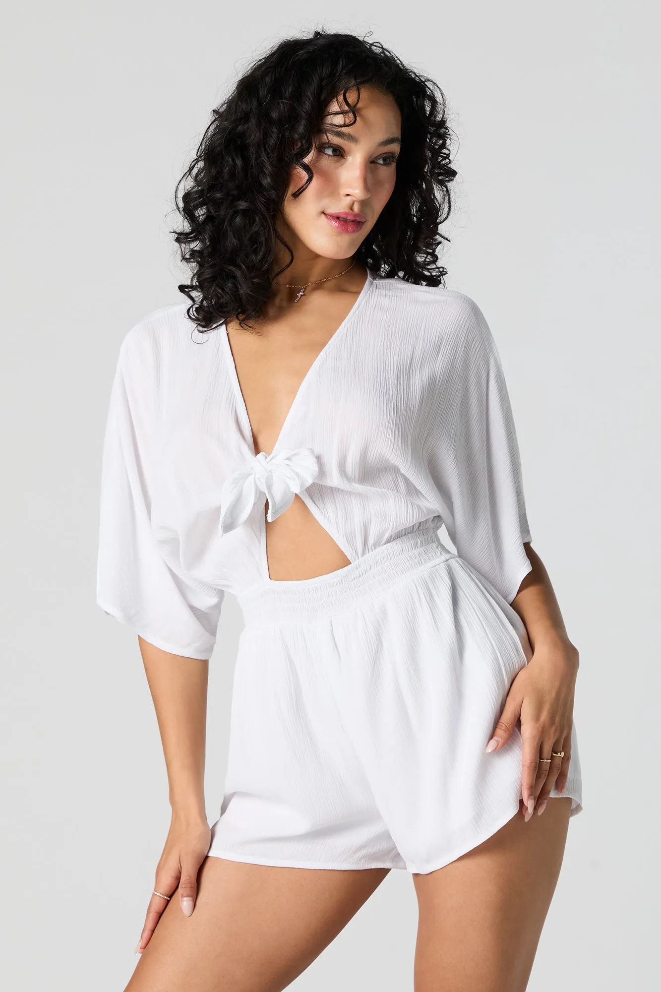 Front Tie Cut Out Romper sold by Urban Planet