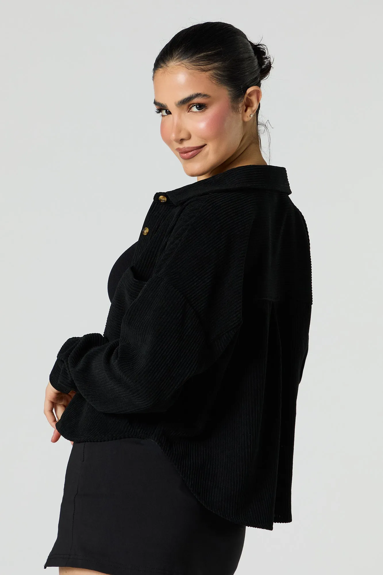 Corduroy Cropped Button-Up Top sold by Urban Planet product image thumbnail 2