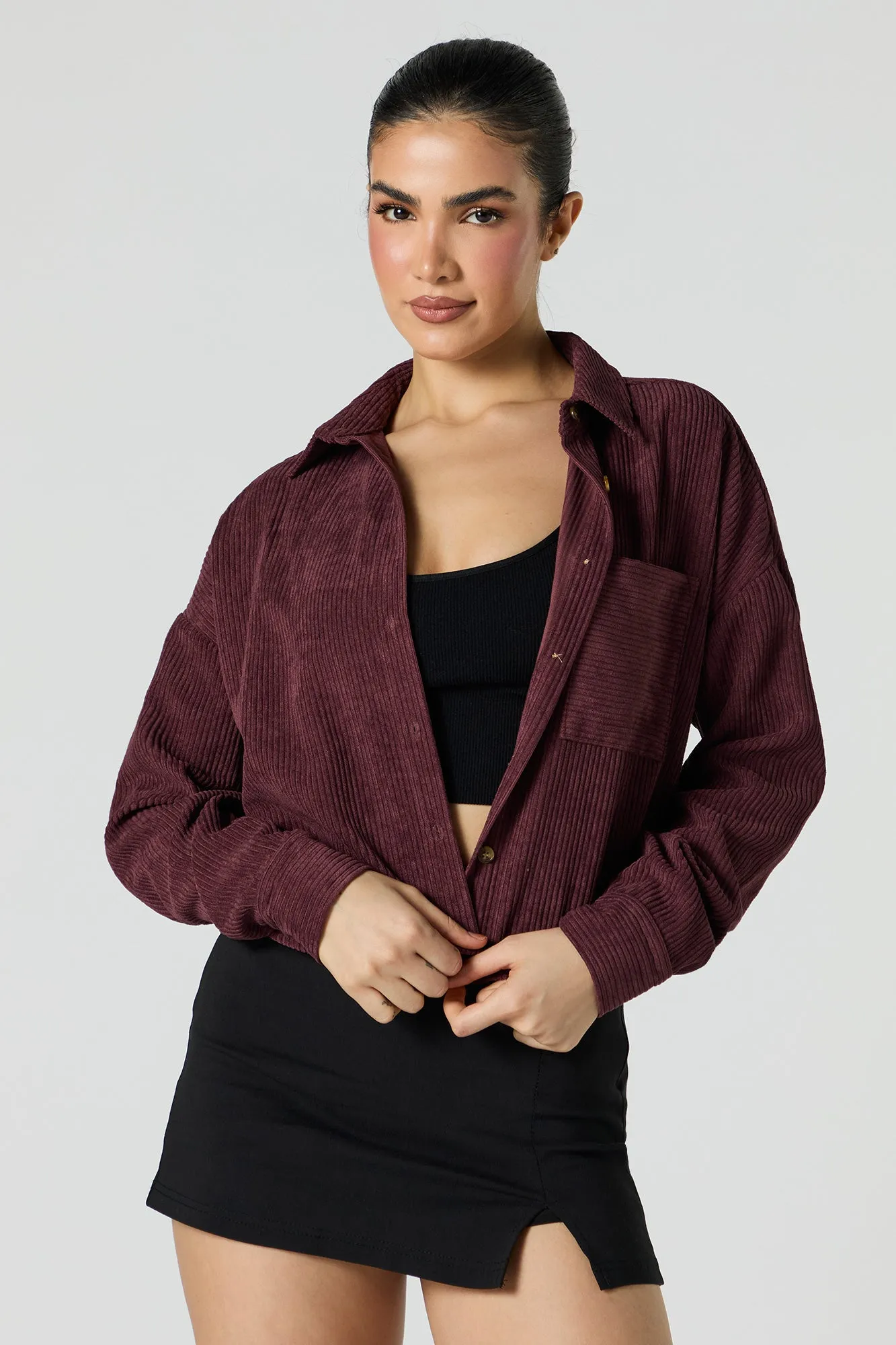 Corduroy Cropped Button-Up Top sold by Urban Planet product image thumbnail 4