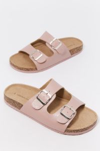Sandales rose avec semelles en liège et boucles sold by Urban Planet