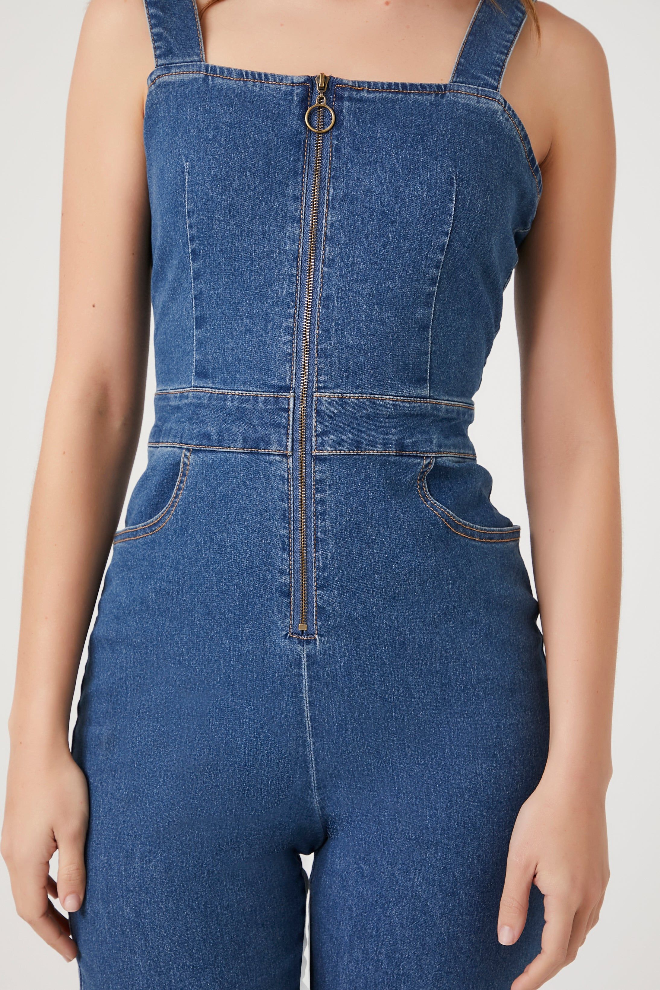 Zip-Up Denim Jumpsuit sold by Urban Planet product image thumbnail 4
