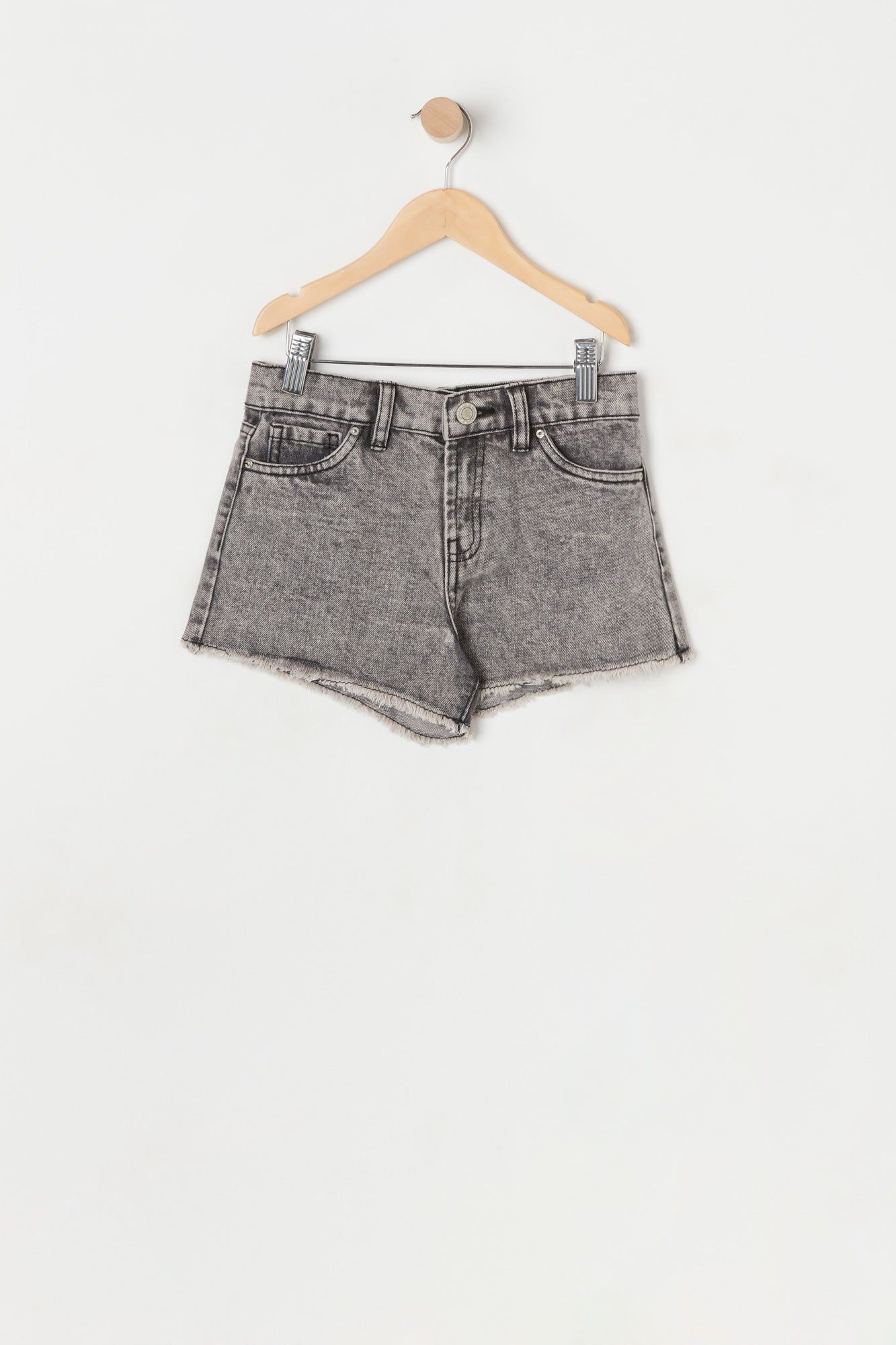 Girls Chelsea High-Rise Vintage Rip Grey Short sold by Urban Planet