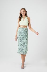Mesh Floral Print Midi Skirt sold by Urban Planet