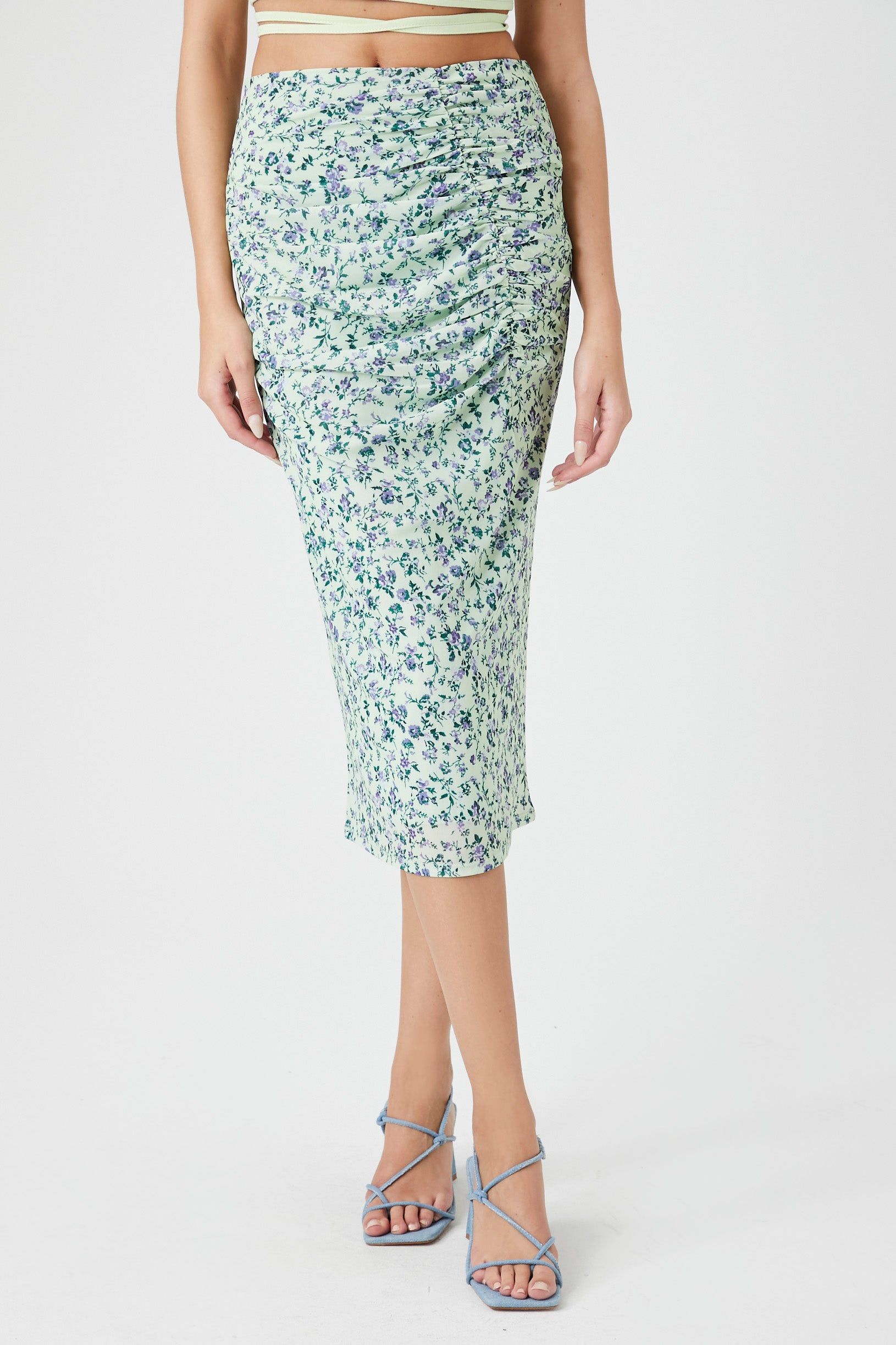 Mesh Floral Print Midi Skirt sold by Urban Planet product image thumbnail 2