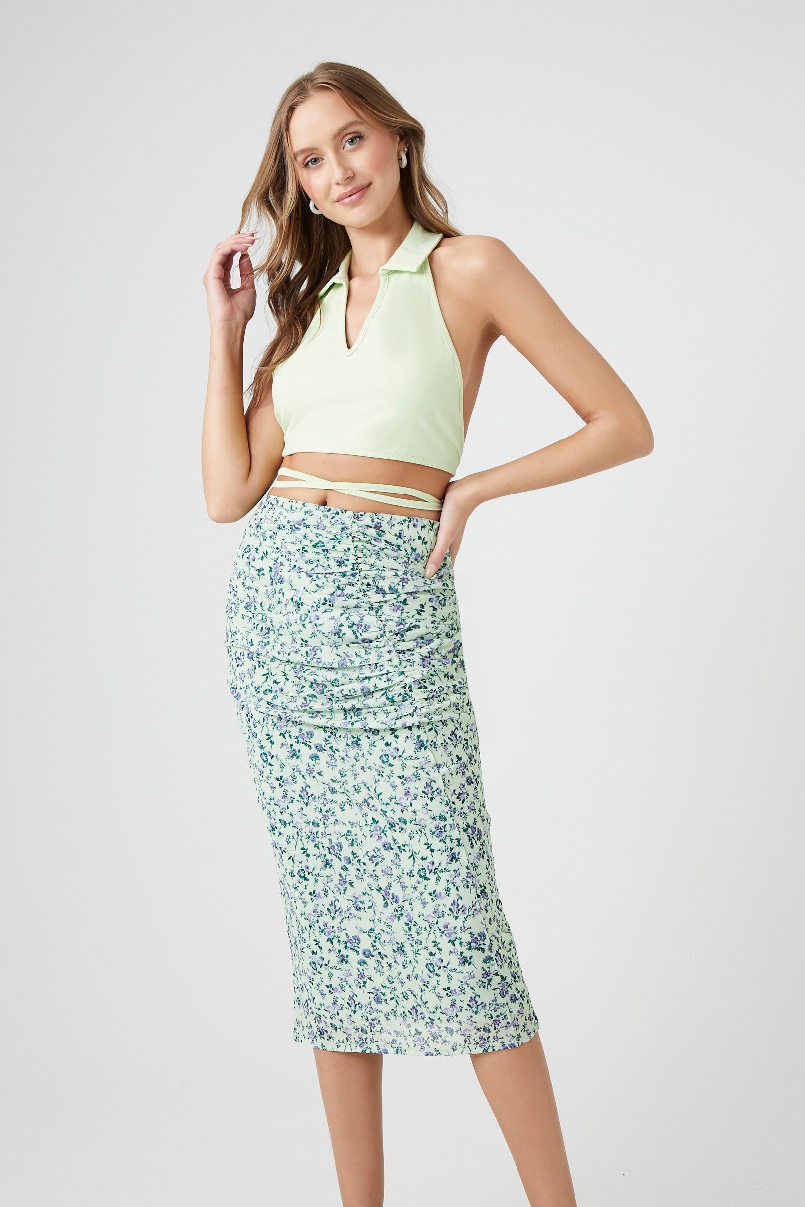 Mesh Floral Print Midi Skirt sold by Urban Planet