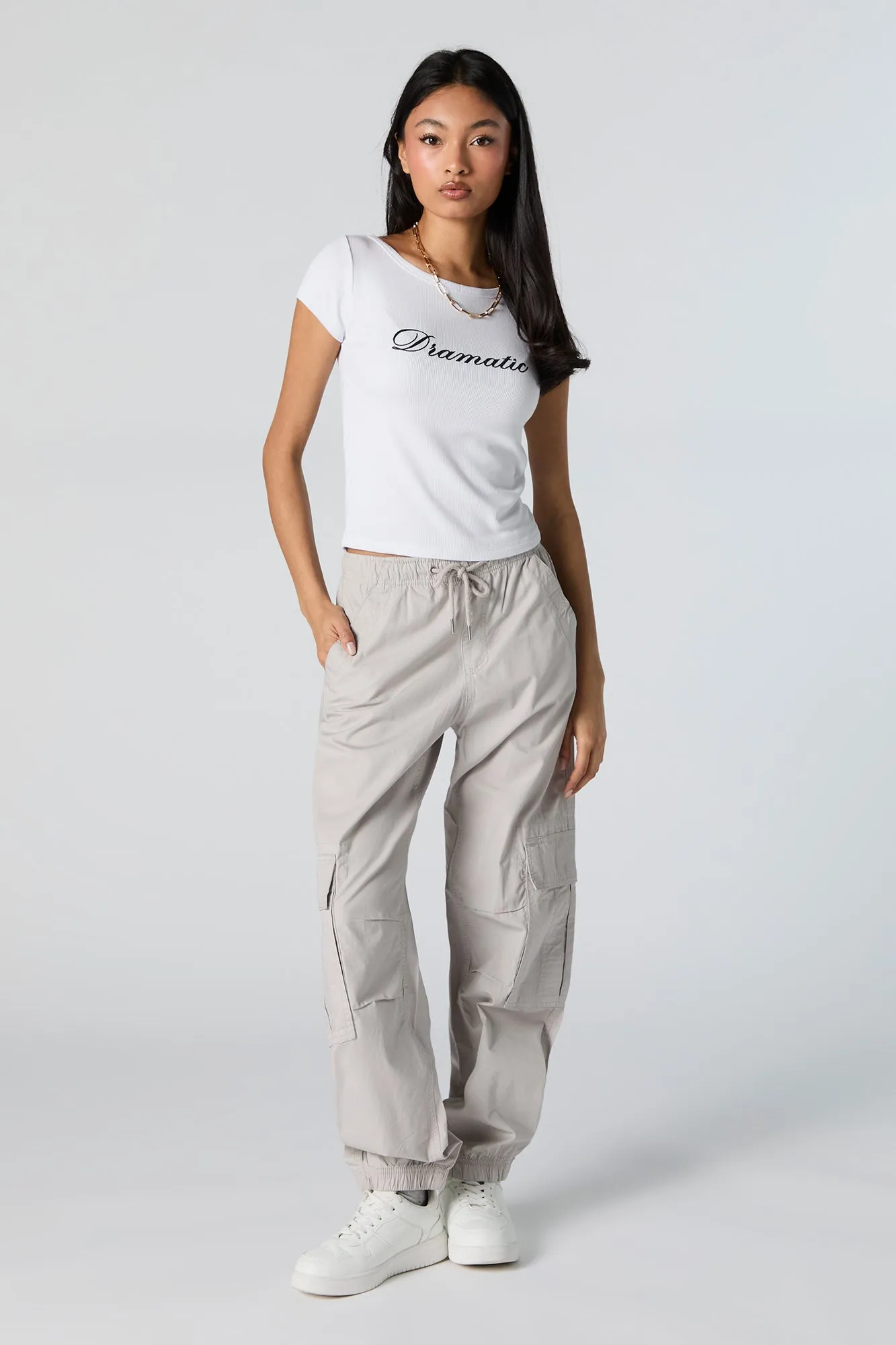 Graphic Ribbed Boat Neck T-Shirt sold by Urban Planet product image thumbnail 4