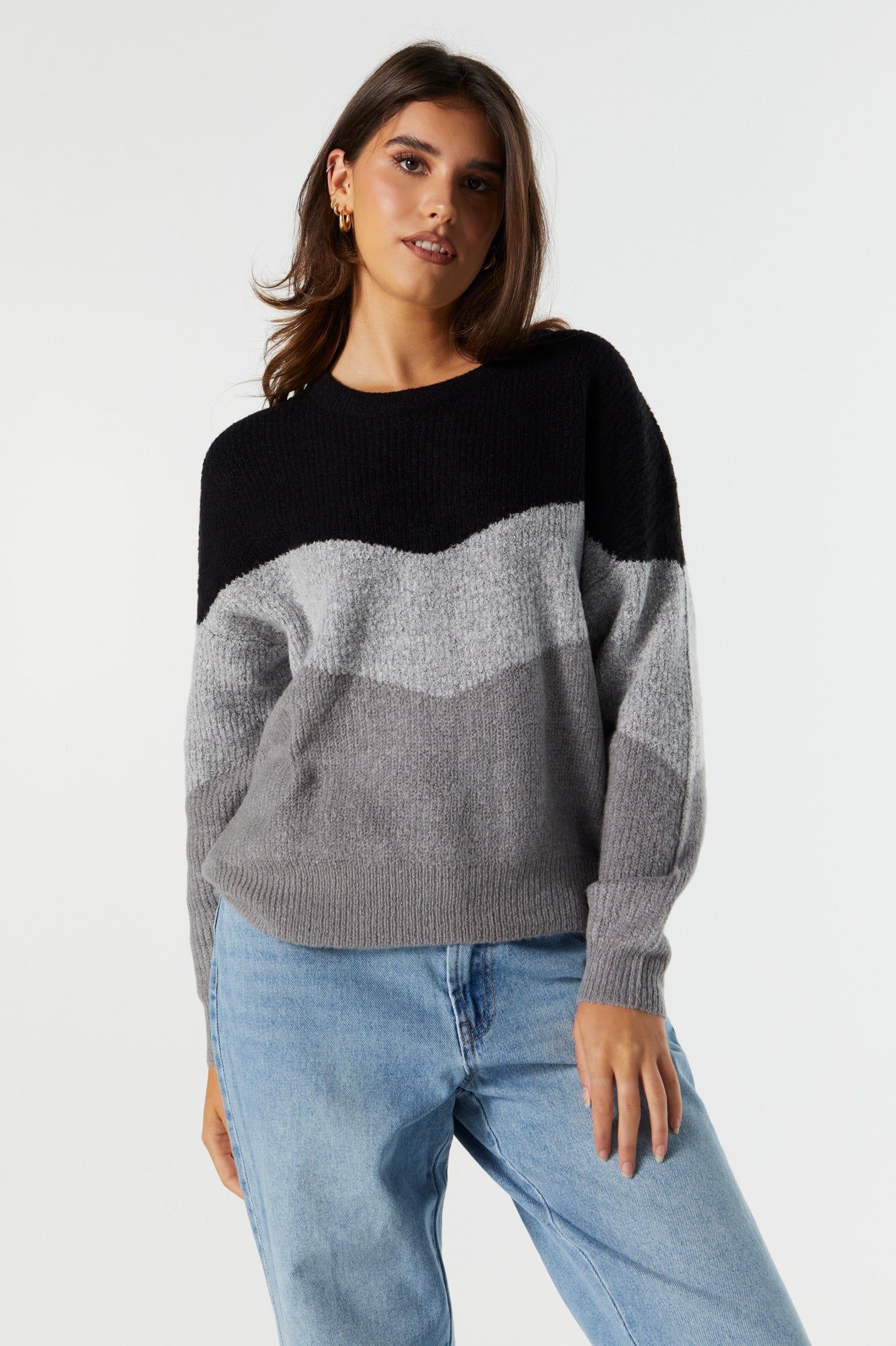 Striped Colourblock Sweater sold by Urban Planet