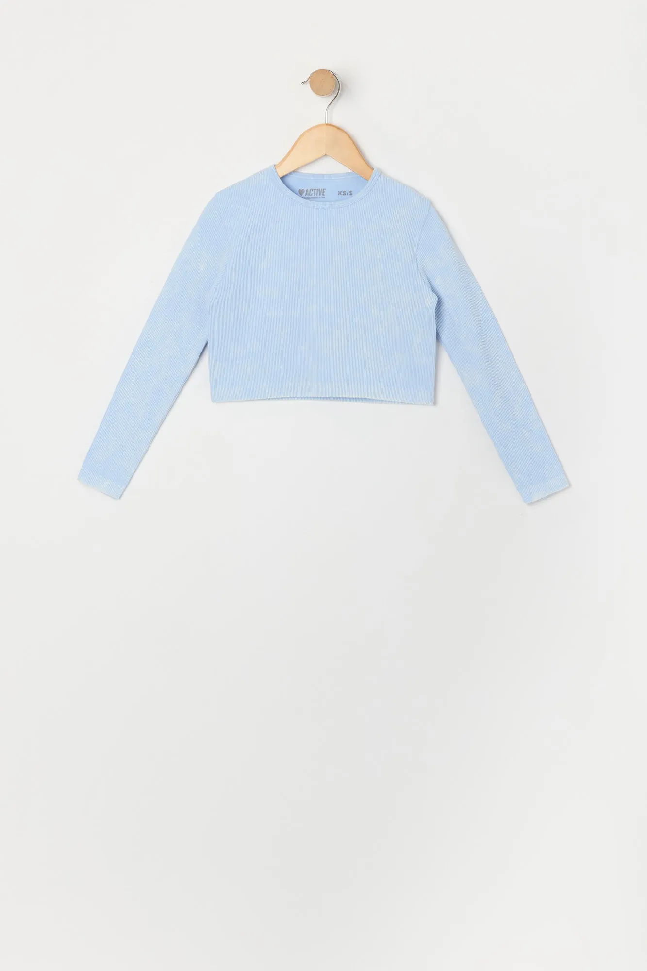 Girls Active Seamless Ribbed Washed Long Sleeve Top sold by Urban Planet