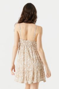 Tan Print V-Neck Tiered Babydoll Mini Dress sold by Urban Planet