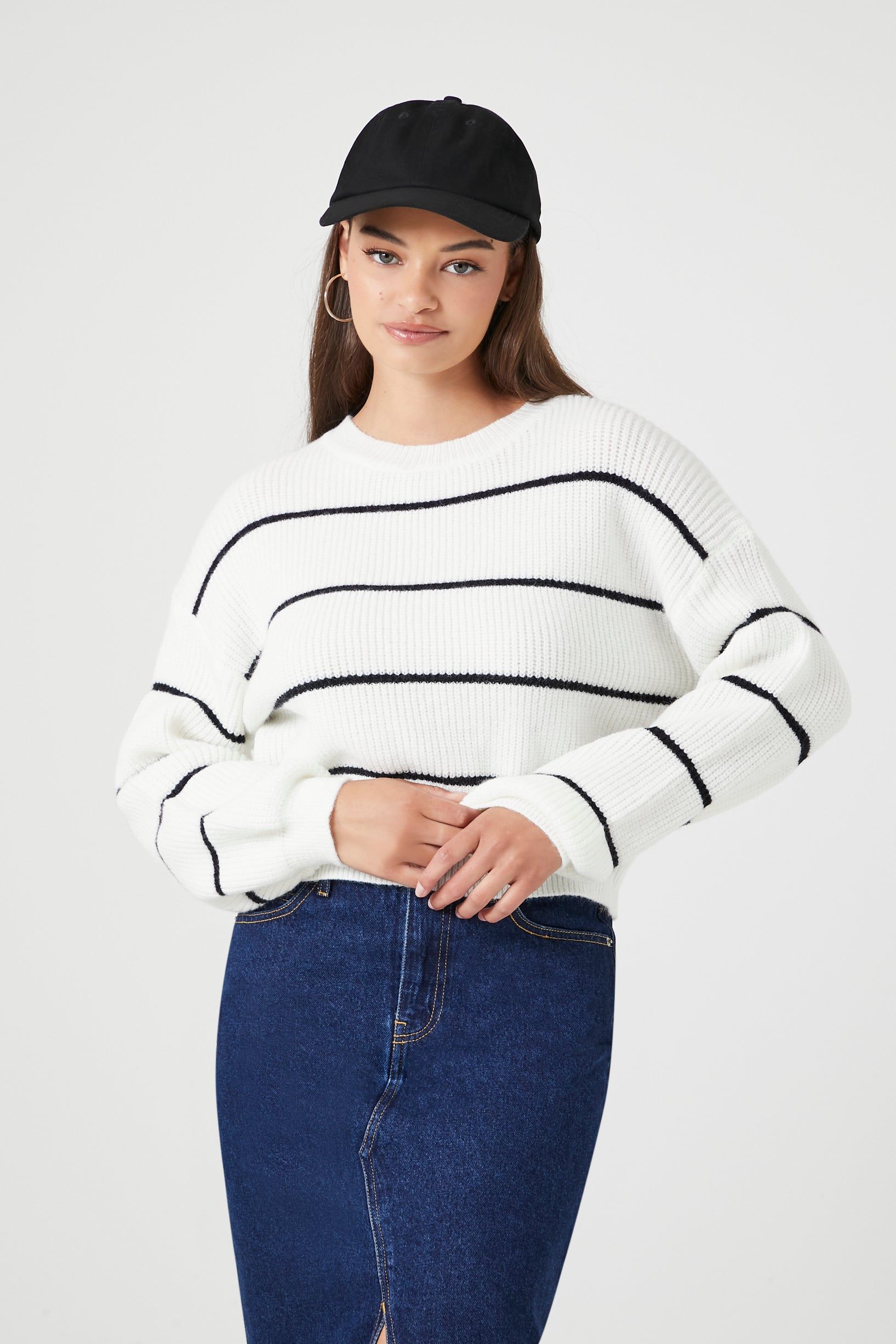 Striped Ribbed Knit Sweater sold by Urban Planet