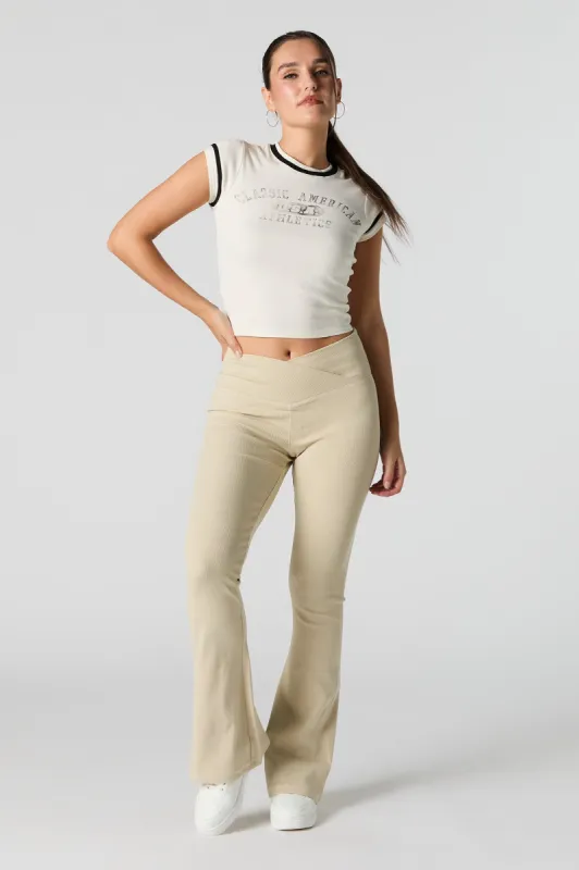 Ribbed Surplice Flare Pant sold by Urban Planet