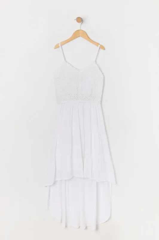 Girls Crochet Tiered High Low Dress sold by Urban Planet