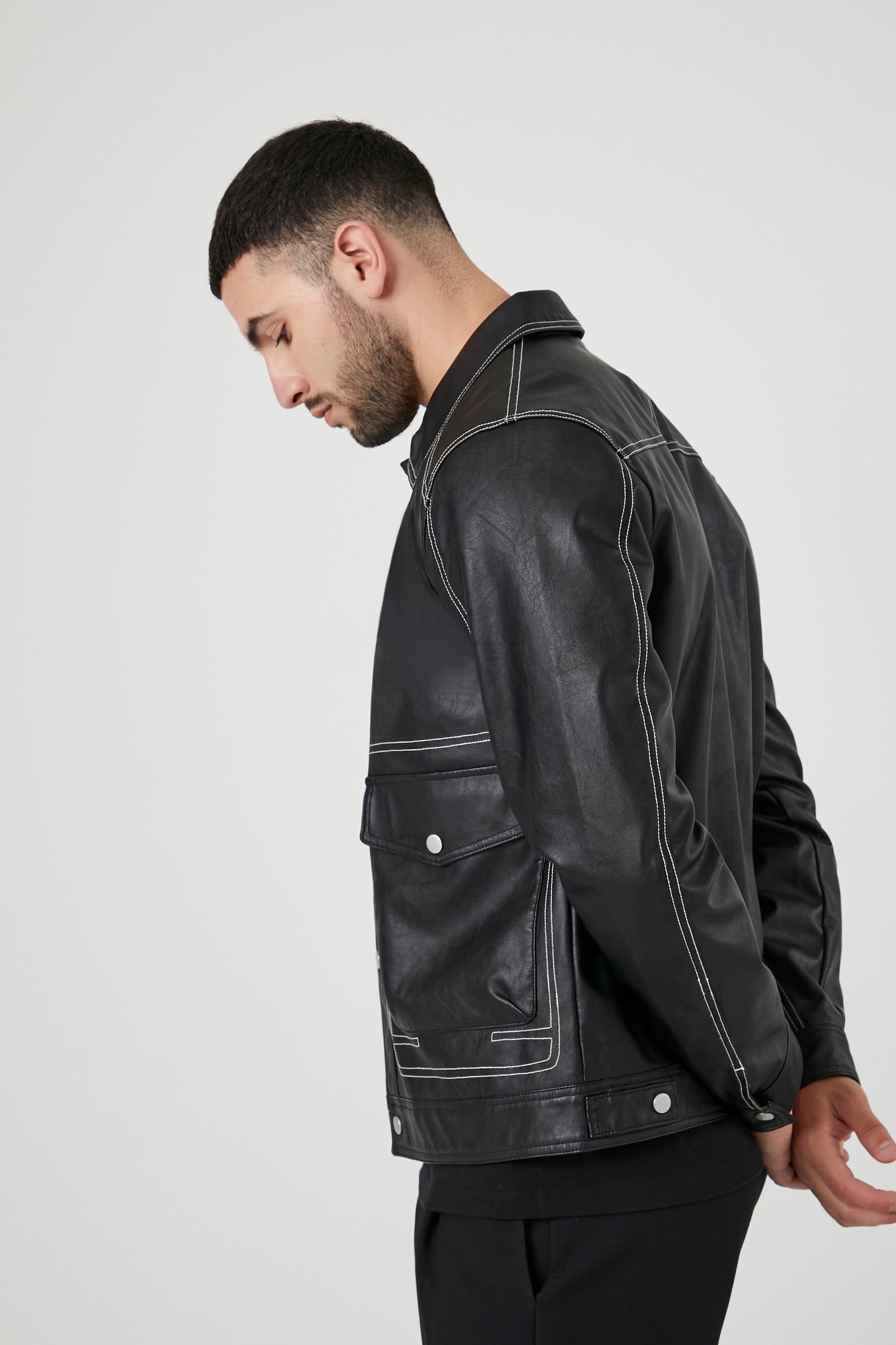 Blouson de style camionneur en similicuir sold by Urban Planet product image thumbnail 3