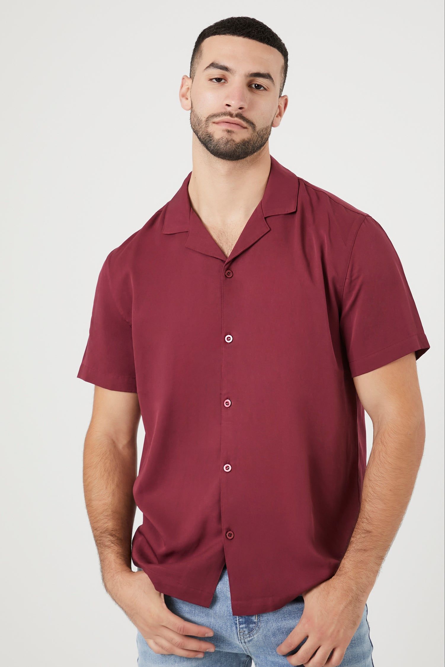 Twill Button-Up T-Shirt sold by Urban Planet
