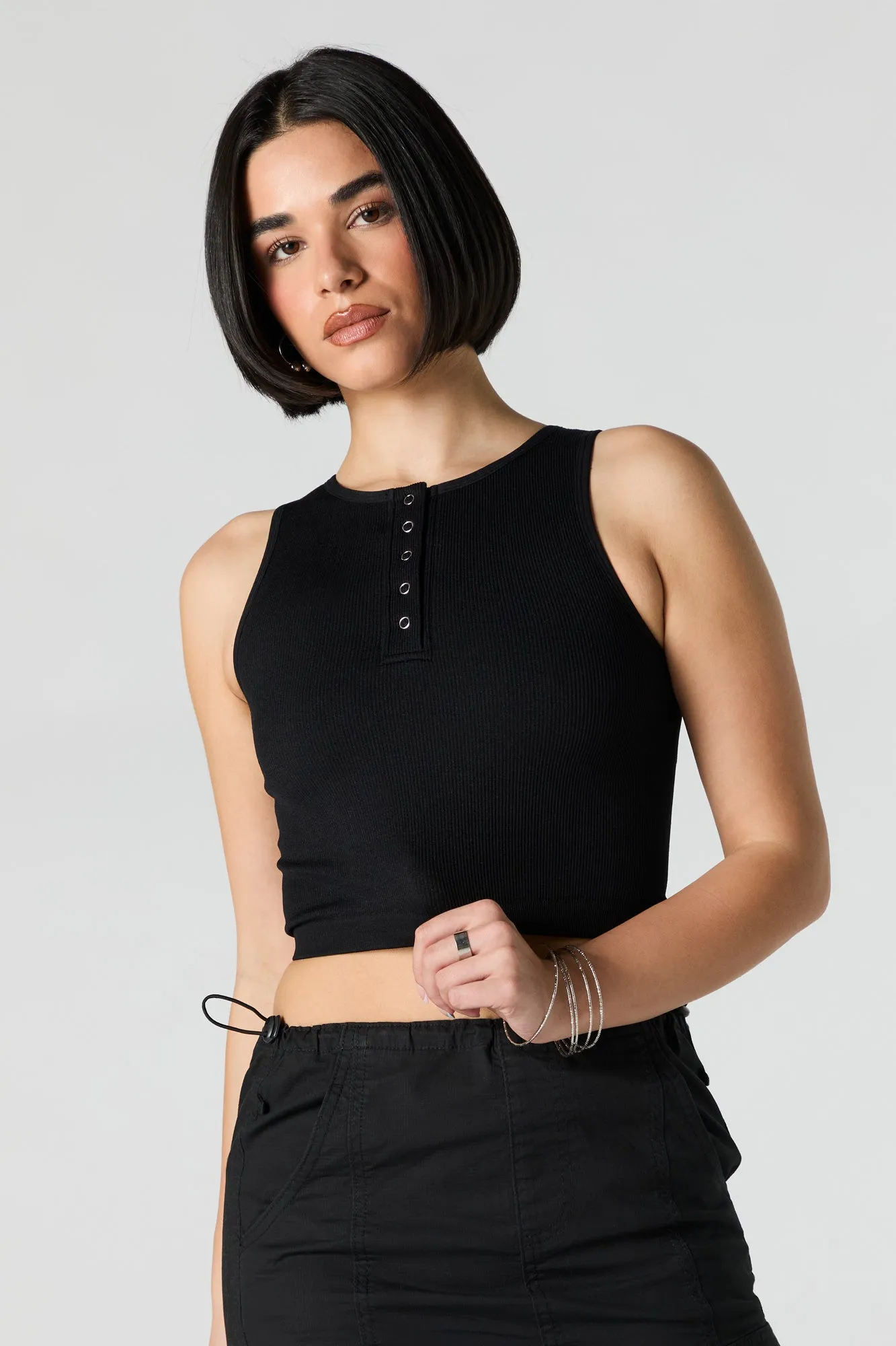 Débardeur Henley côtelé sans couture sold by Urban Planet product image thumbnail 4