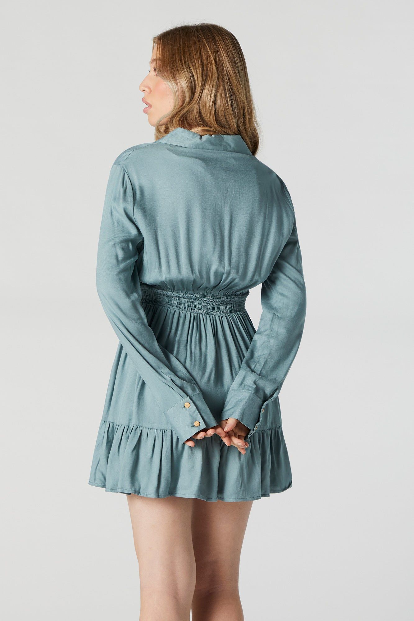 Minirobe boutonnée avec col et manches longues sold by Urban Planet product image thumbnail 2