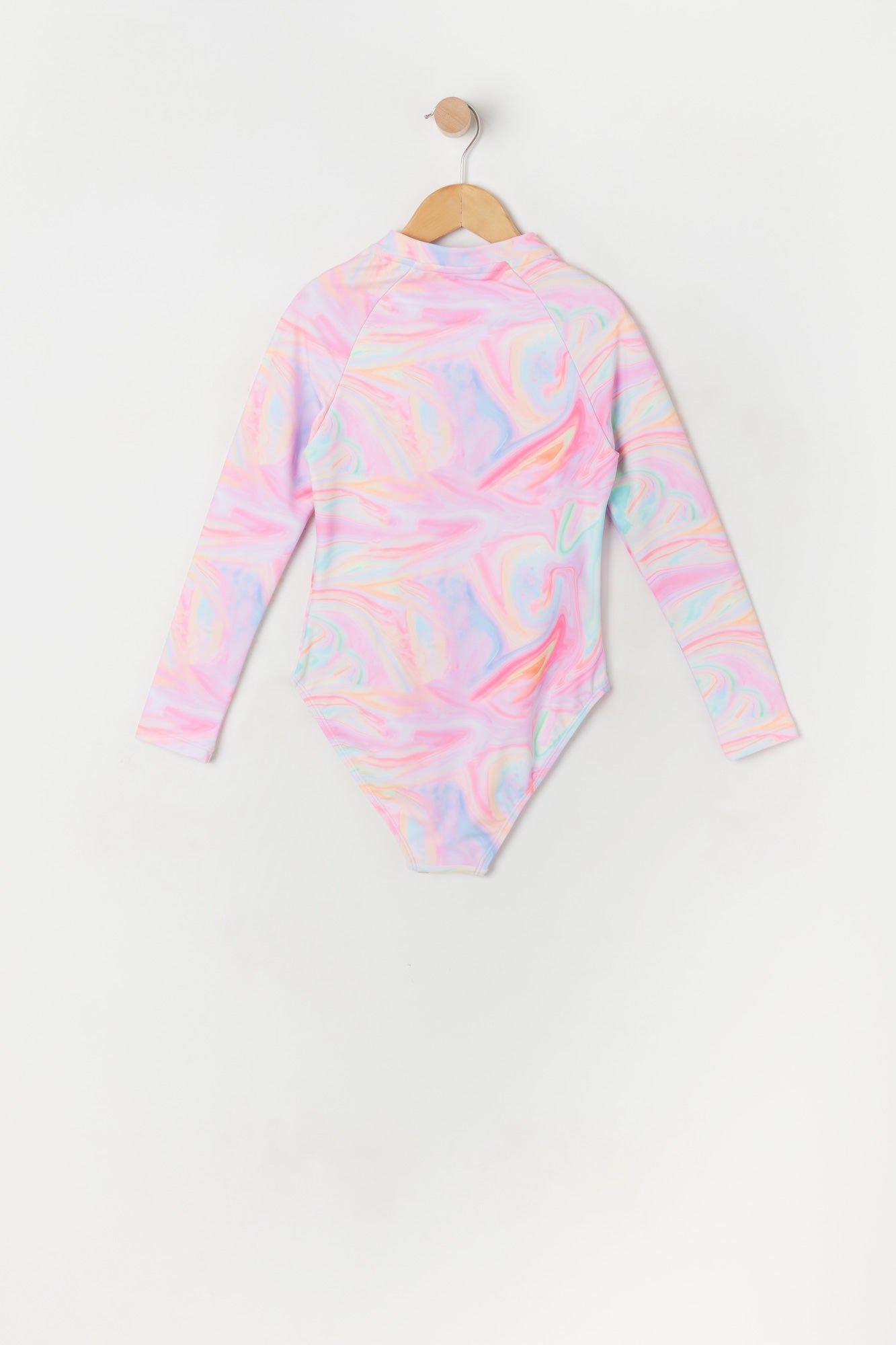 Girls Rainbow Print Front Zip Rashguard One Piece Swimsuit sold by Urban Planet product image thumbnail 3