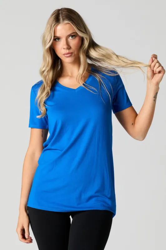 V-Neck Longline T-Shirt sold by Urban Planet