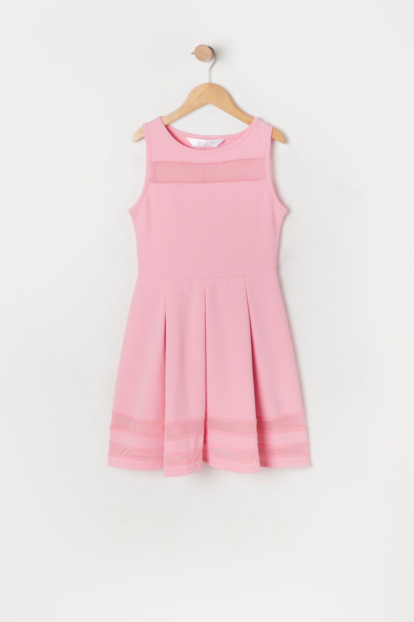 Girls Pink Mesh Stripe A-Line Dress sold by Urban Planet