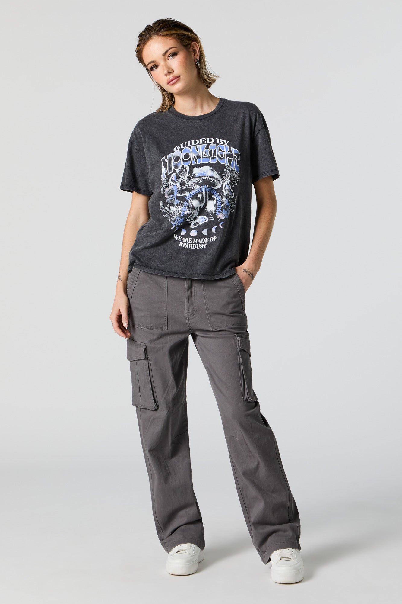 Guided by Moonlight Graphic Boyfriend T-Shirt sold by Urban Planet product image thumbnail 3