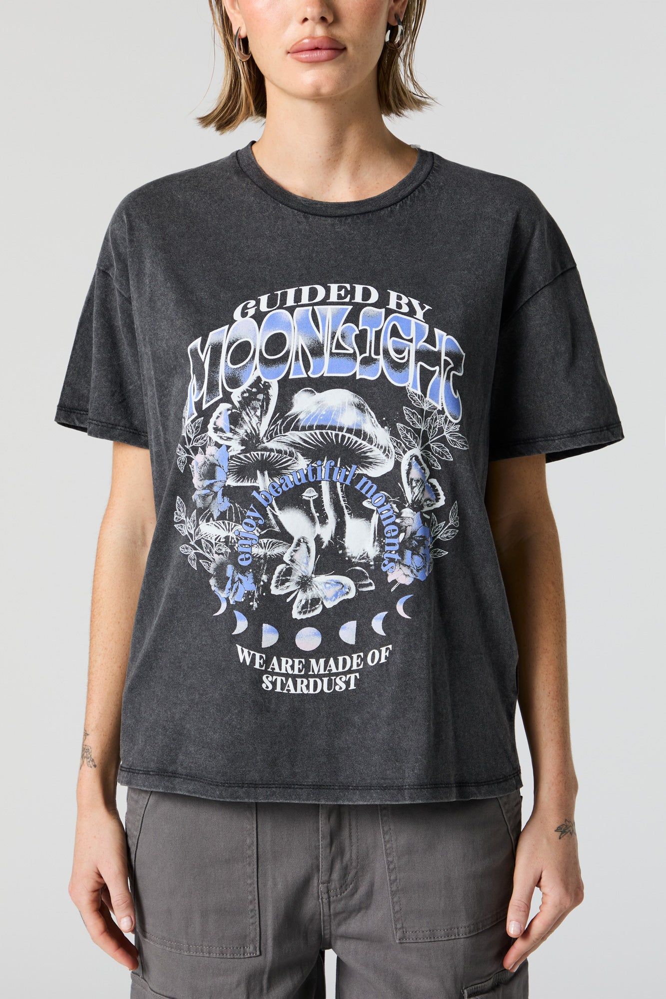 Guided by Moonlight Graphic Boyfriend T-Shirt sold by Urban Planet