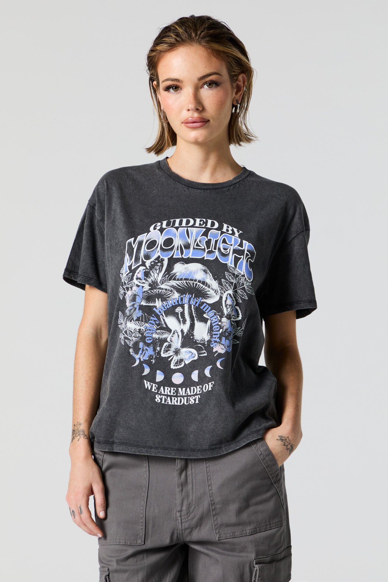 Guided by Moonlight Graphic Boyfriend T-Shirt sold by Urban Planet product image thumbnail 2