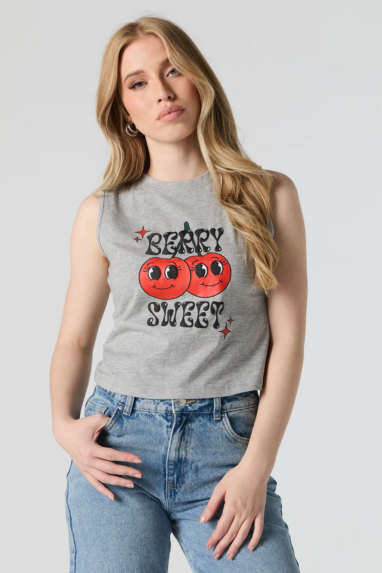 Berry Sweet Graphic Cropped Tank sold by Urban Planet
