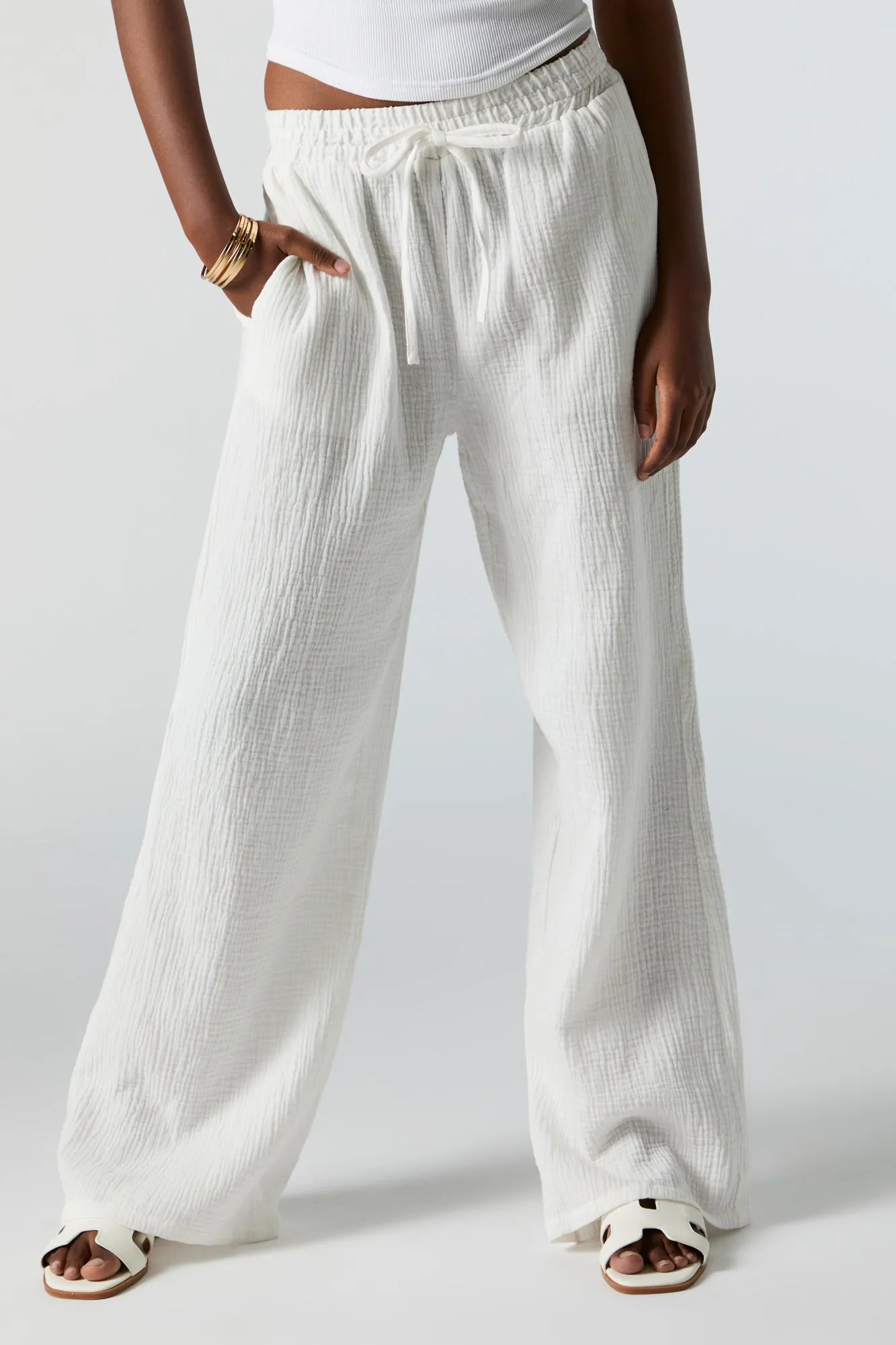 Textured Drawstring Wide Leg Pant sold by Urban Planet product image thumbnail 3