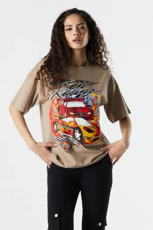 T-shirt de coupe garçonne à imprimé Racecar sold by Urban Planet