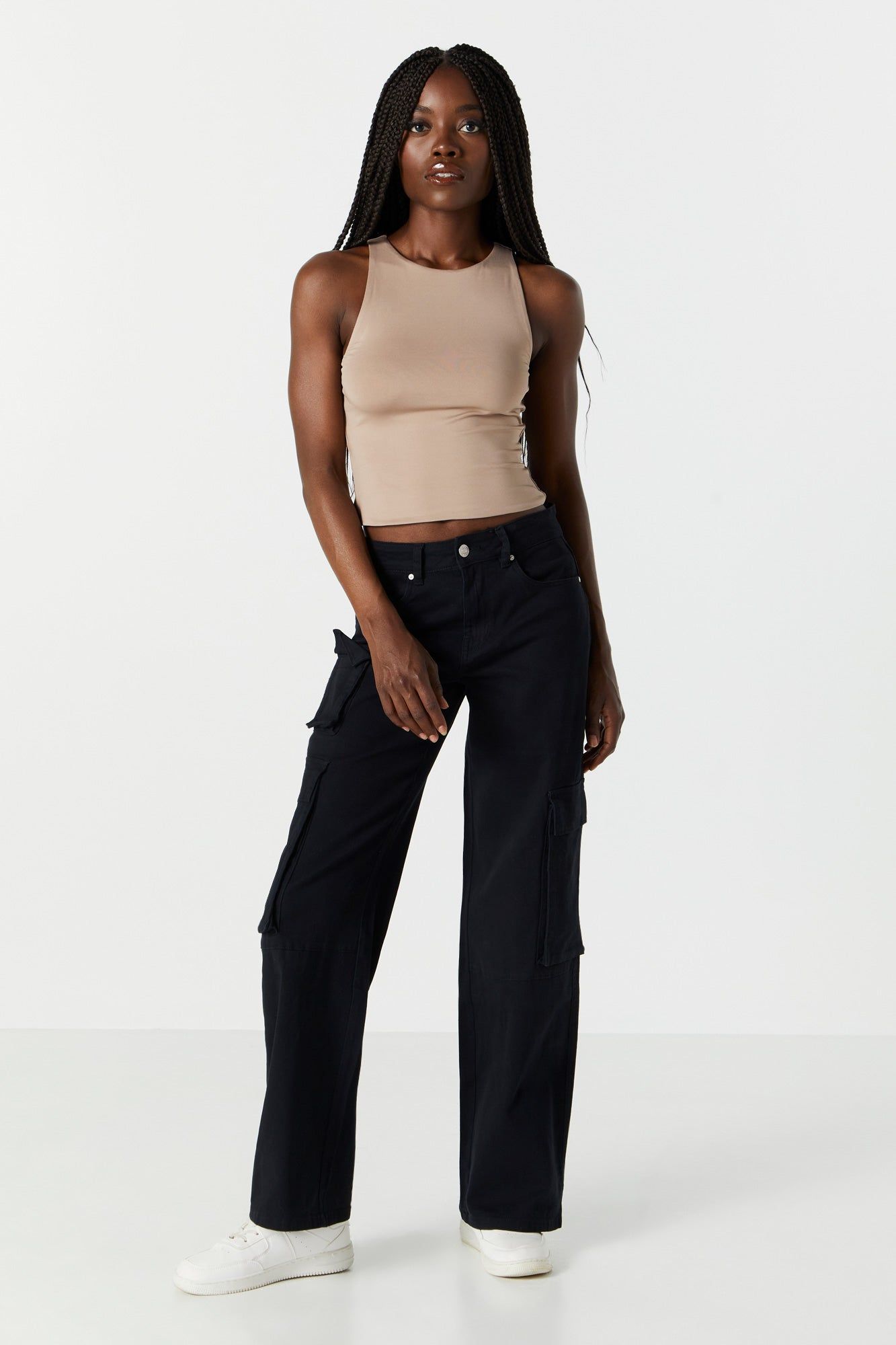 Taupe Contour High Neck Tank sold by Urban Planet product image thumbnail 3