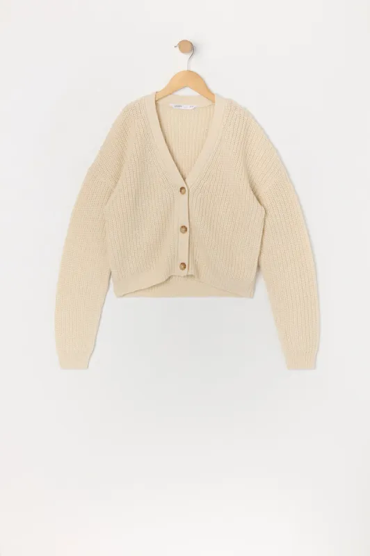 Chandail boutonné en tricot côtelé pour fille sold by Urban Planet