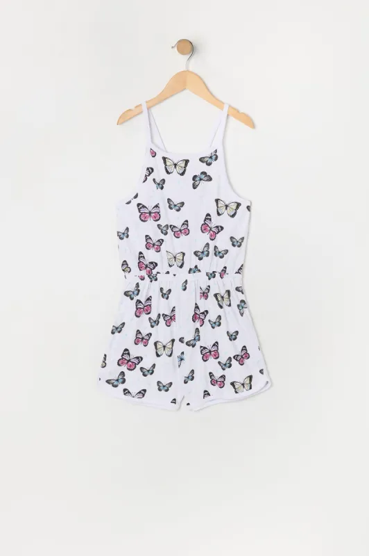 Girls Butterfly Print Dolphin Hem Romper sold by Urban Planet