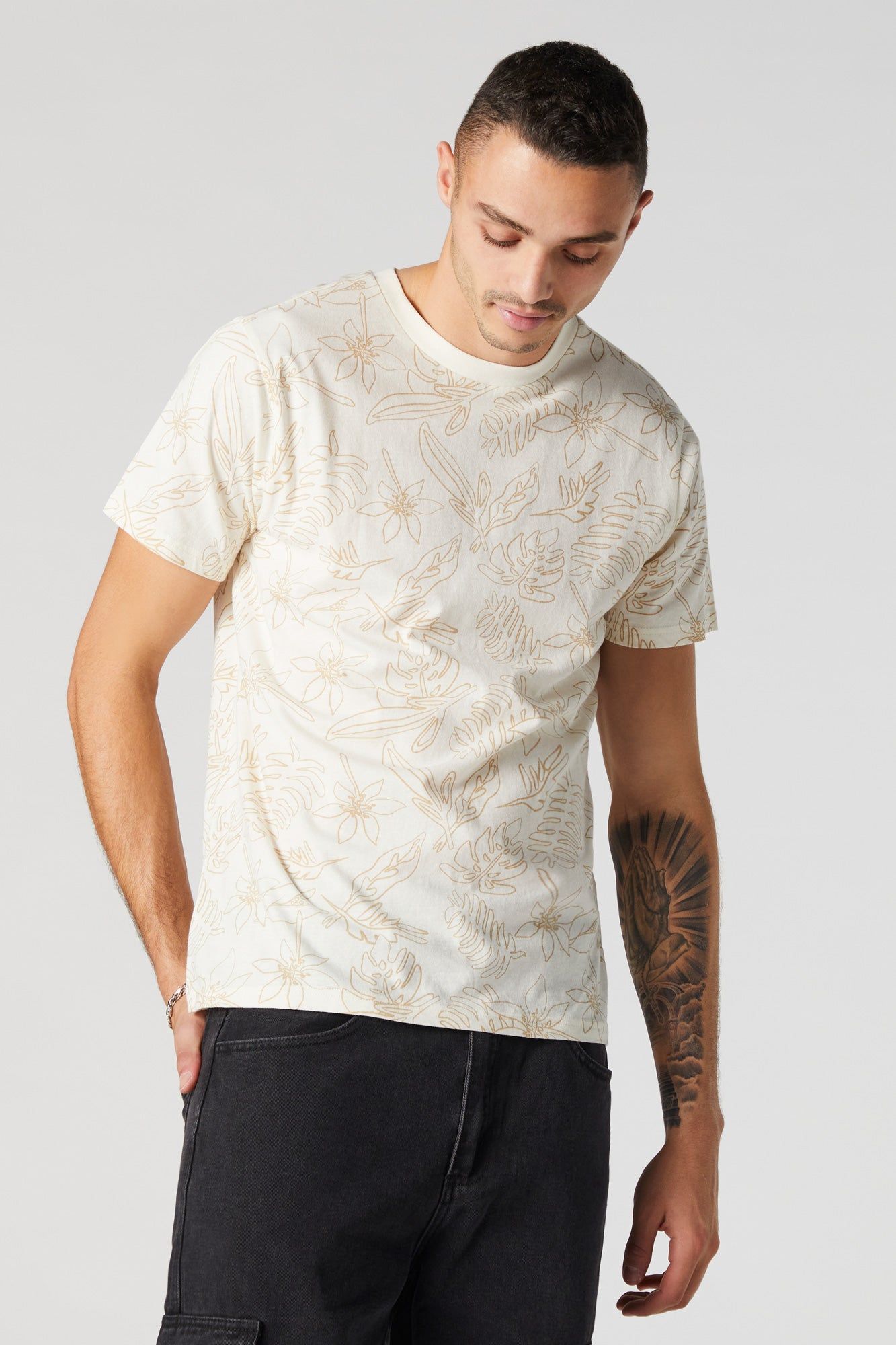 Outlined Floral Graphic T-Shirt sold by Urban Planet