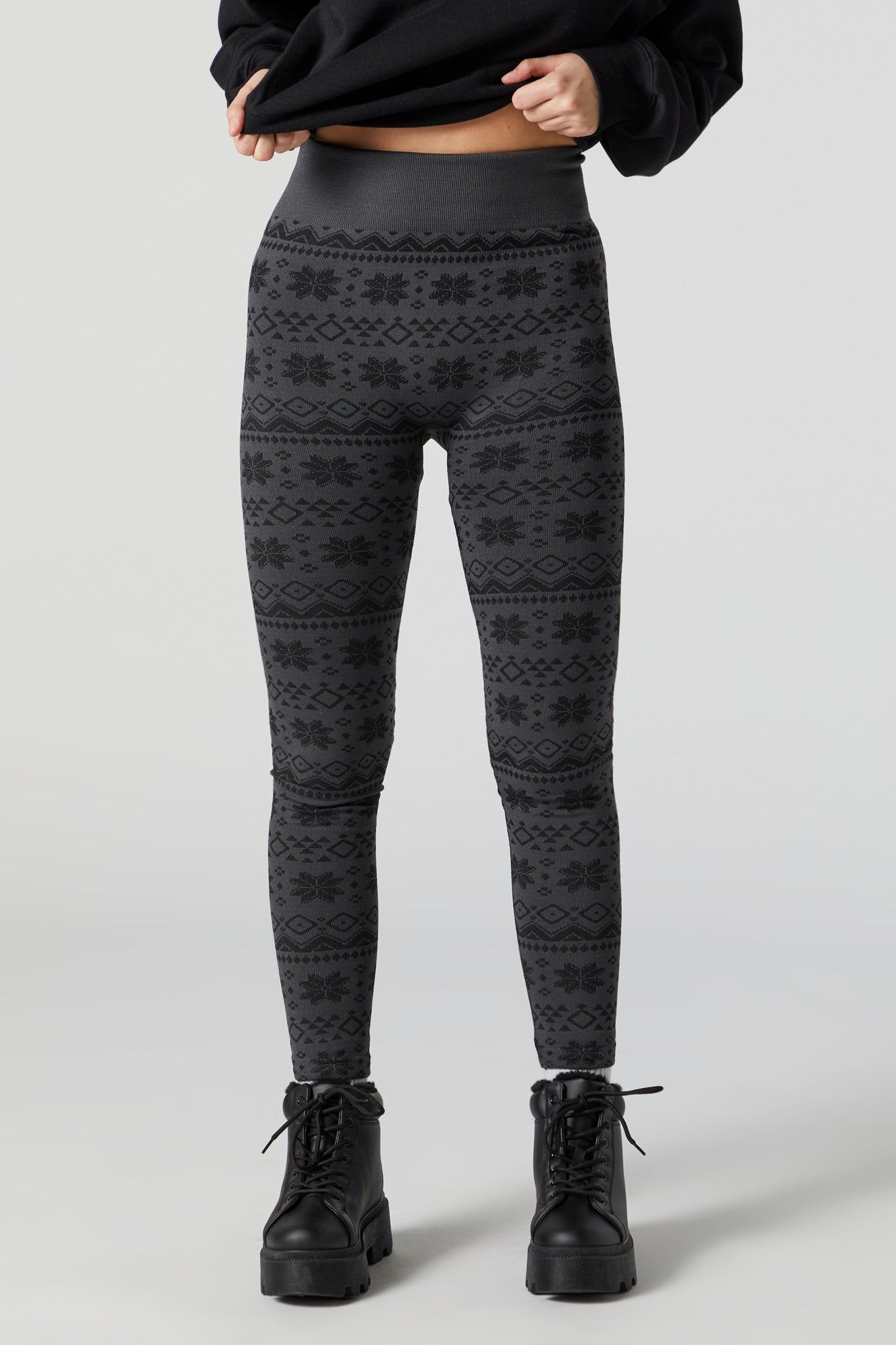 Faux Fur Lined Snowflake Fairisle Print Legging sold by Urban Planet product image thumbnail 2