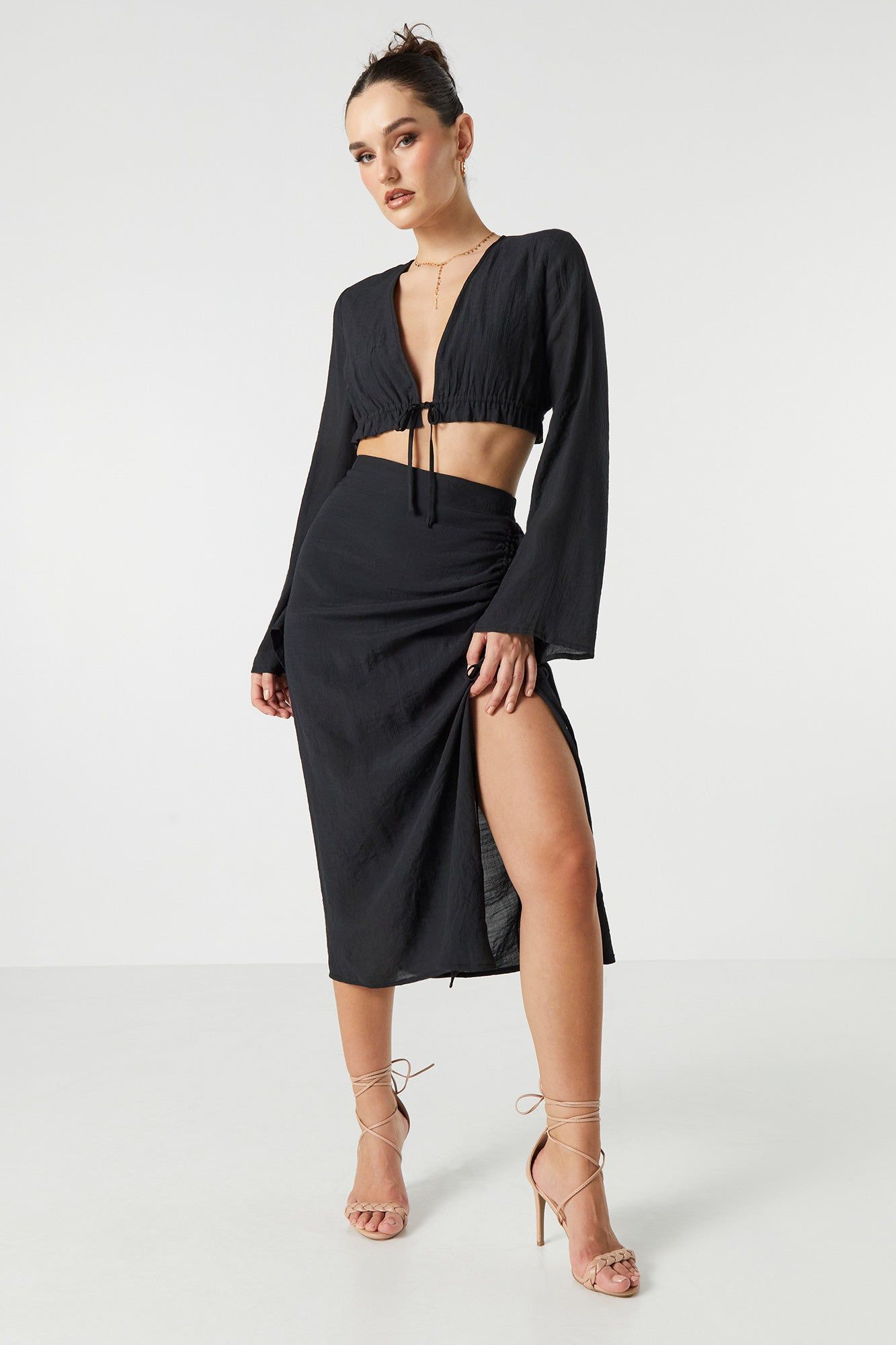 Ruched Slit Midi Skirt sold by Urban Planet product image thumbnail 4
