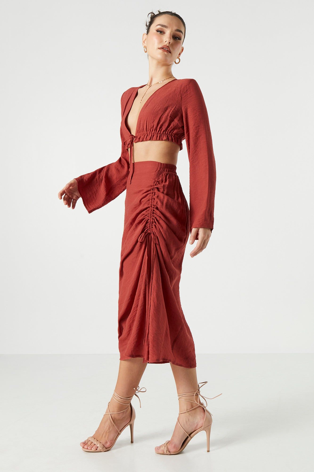 Ruched Slit Midi Skirt sold by Urban Planet product image thumbnail 3