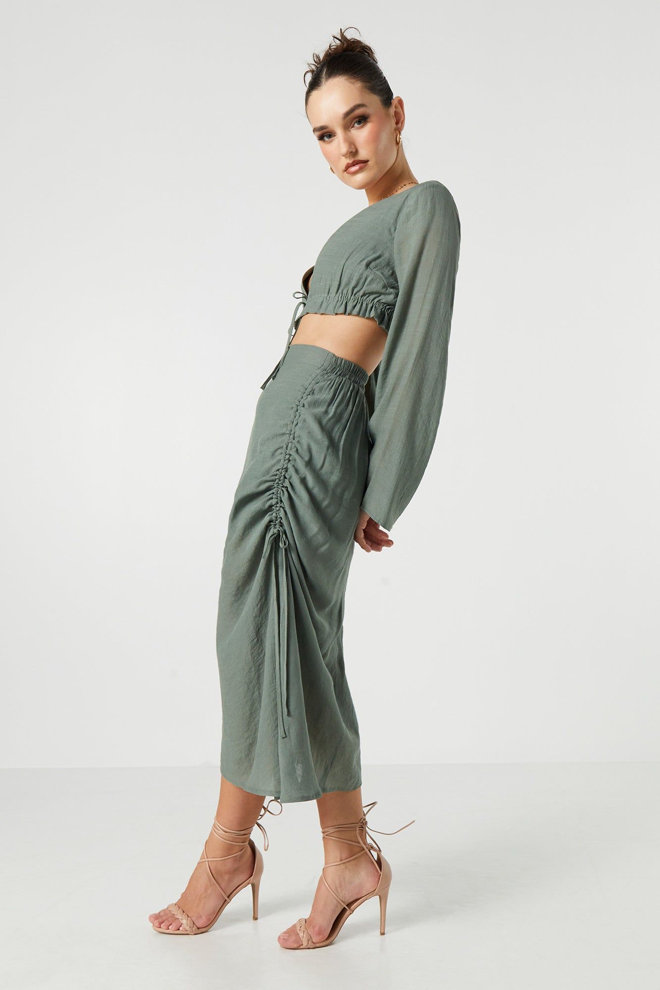 Ruched Slit Midi Skirt sold by Urban Planet product image thumbnail 9